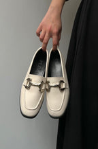 Beige buckle loafer