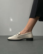Beige buckle loafer