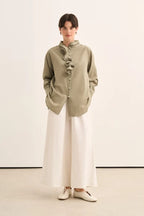 Light Khaki Ruffle Shirt