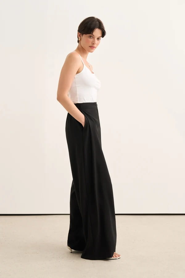 Black Pleated Detail Trousers