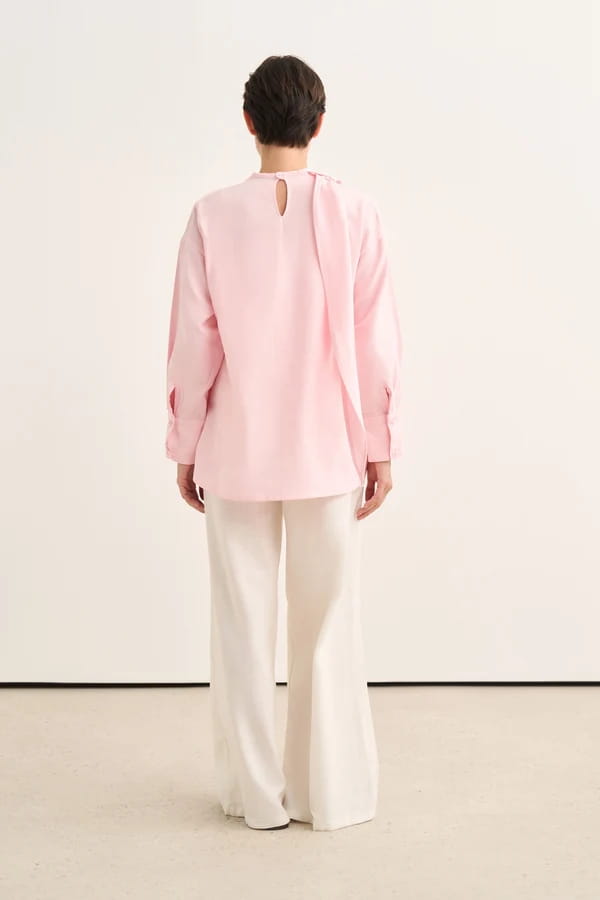 Pink Organic Cotton Belted Blouse