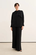 Black Organic Cotton Belted Blouse