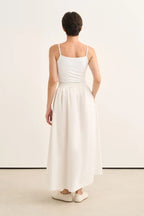 Ecru Elastic Waist Poplin Skirt