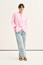 Light Pink Tie Neck Poplin Shirt