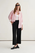 Pink striped poplin contrast-cuff shirt