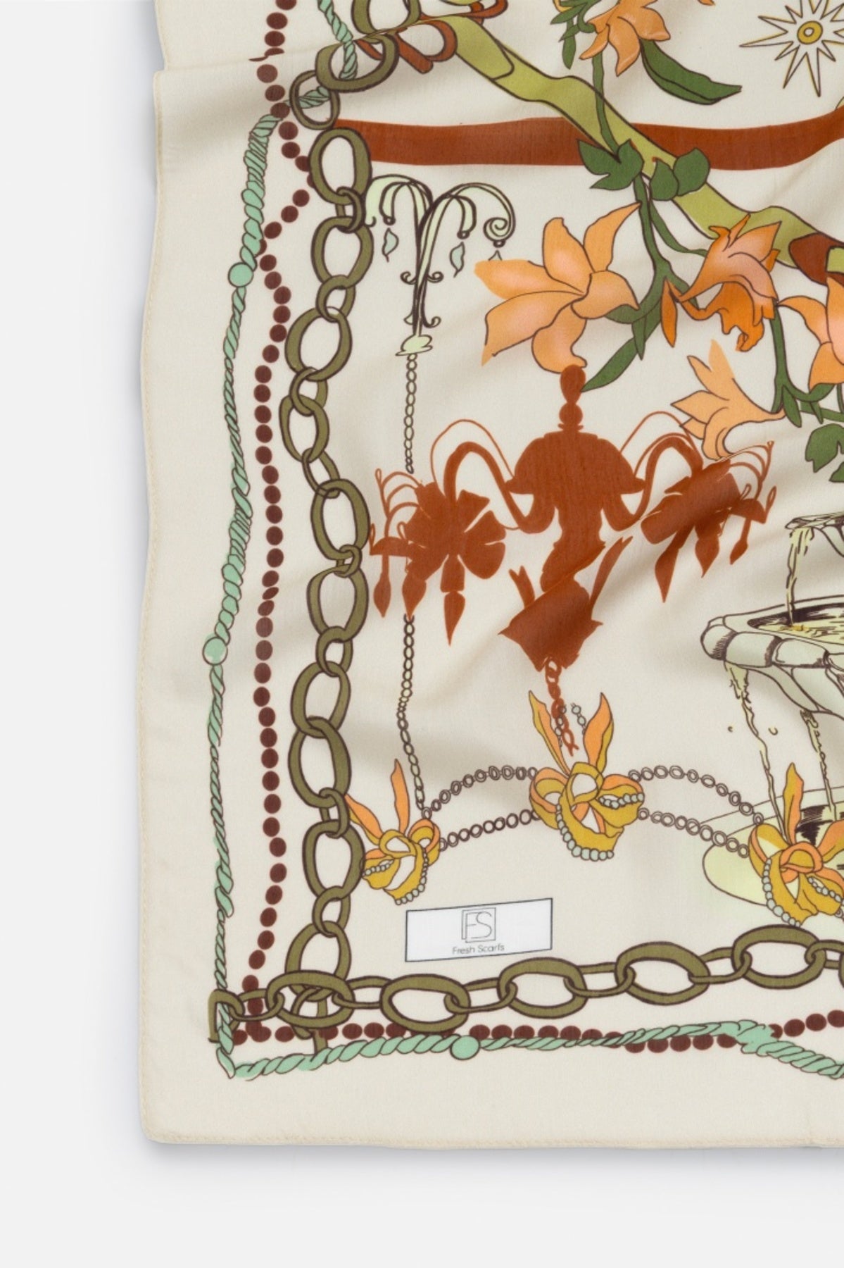 Cream fairytale castle floss viscose scarf