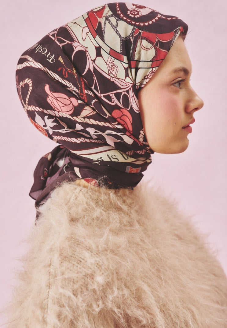 Burgundy floss viscose scarf