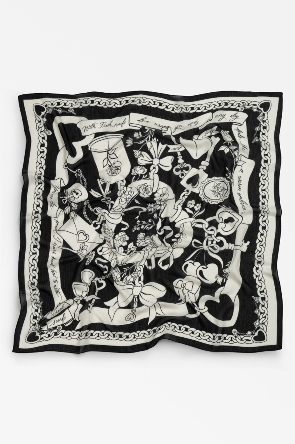 Black eternal love floss viscose scarf