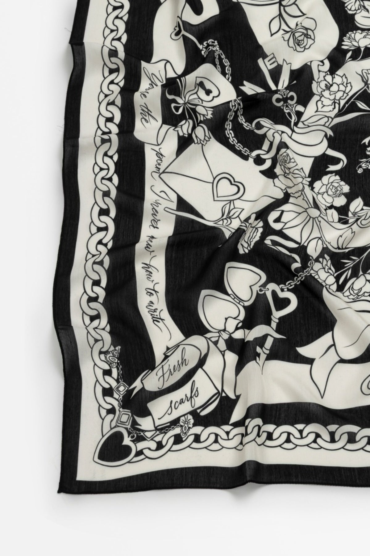 Black eternal love floss viscose scarf