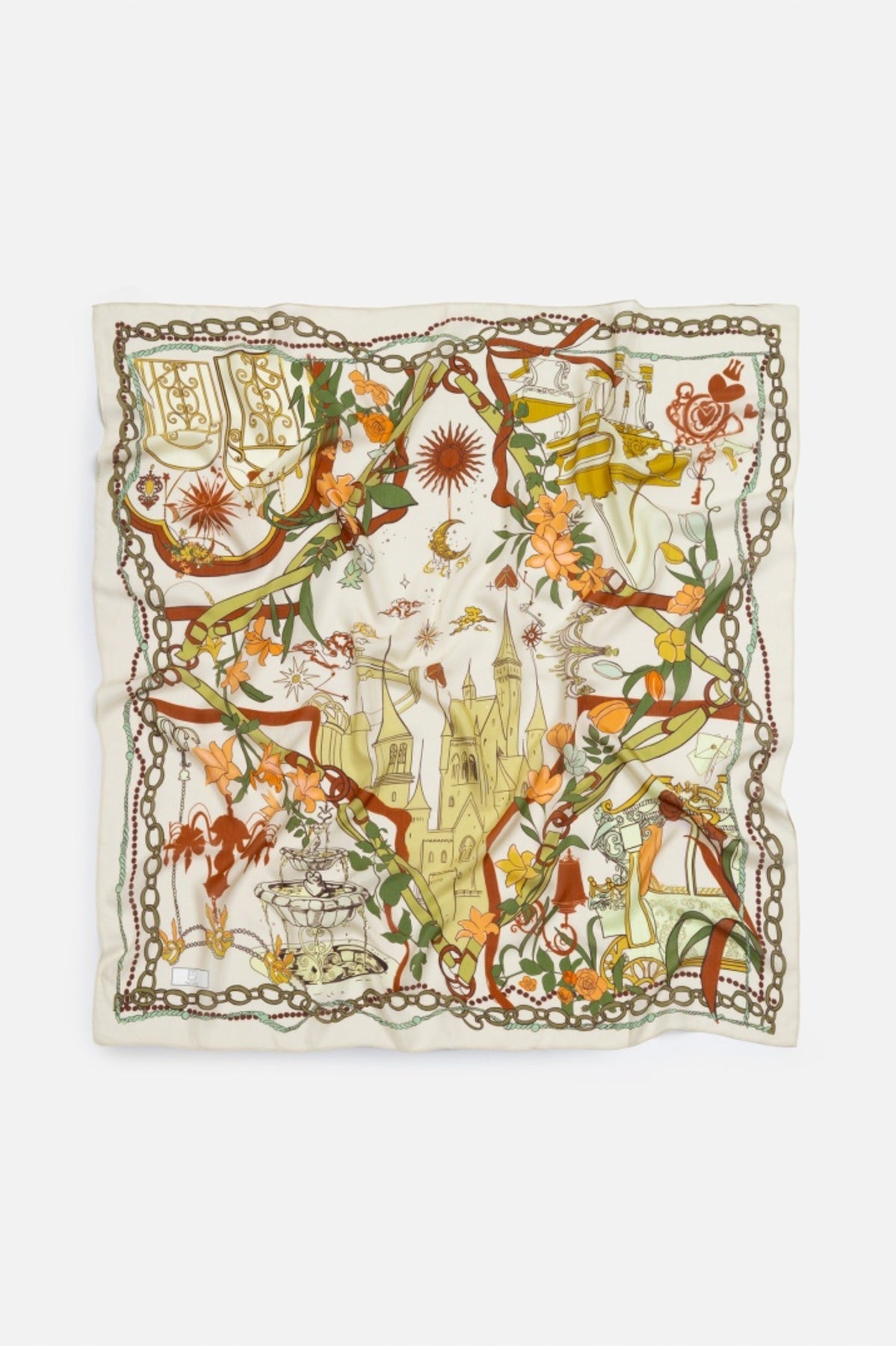 Cream fairytale castle floss viscose scarf