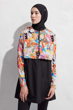 Parachute fabric 3-piece hijab swimsuit set abstract