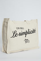 Embroidered shoper canvas bag natural