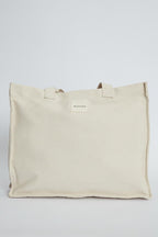 Embroidered shoper canvas bag natural