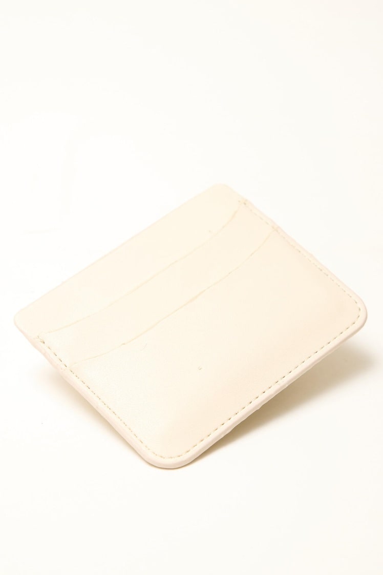 Logo card holder beige