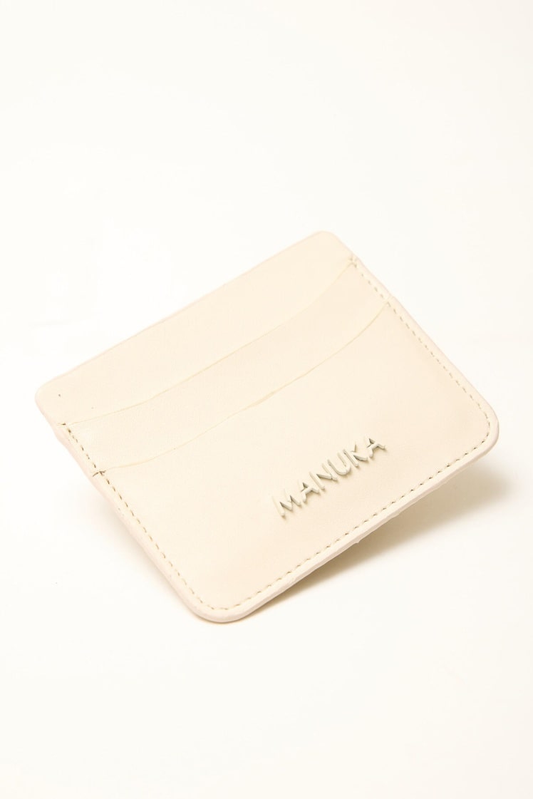 Logo card holder beige