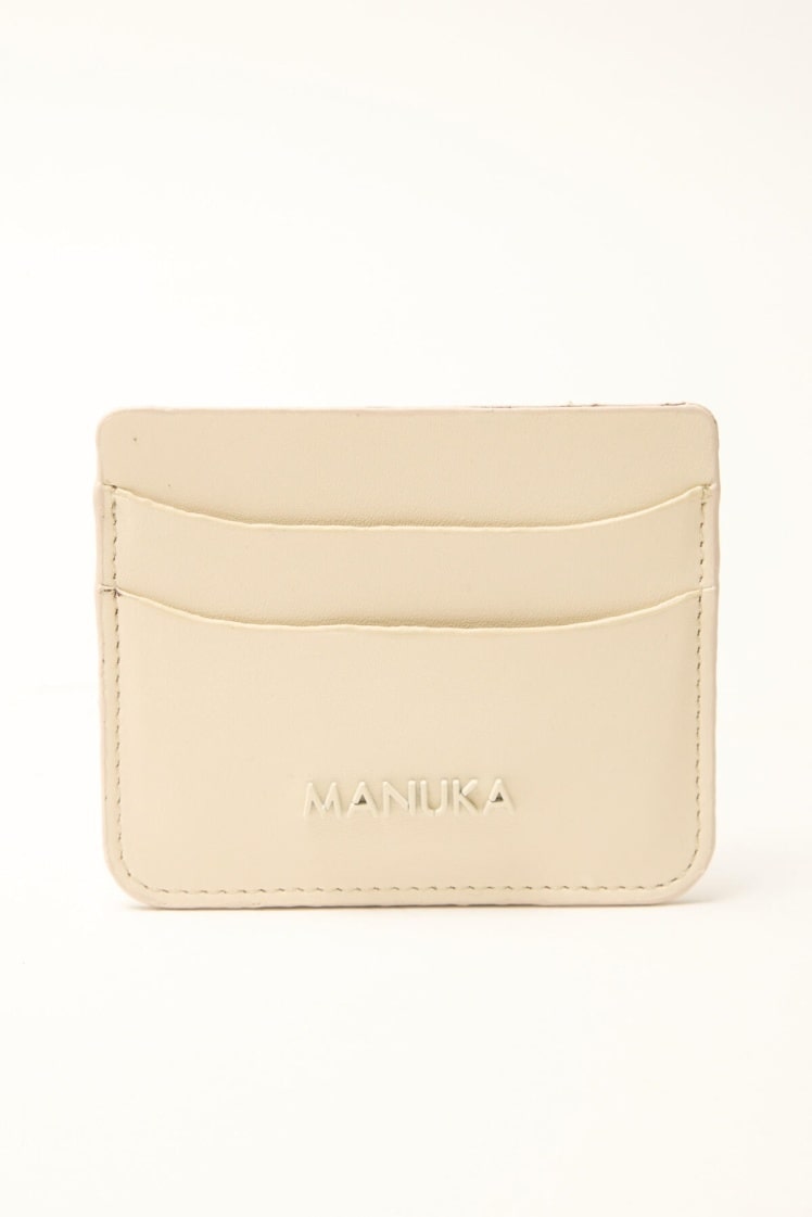 Logo card holder beige