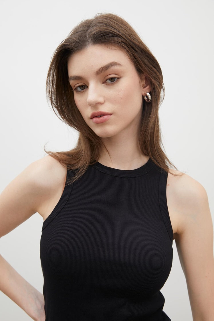 Ribbed zero sleeve body black