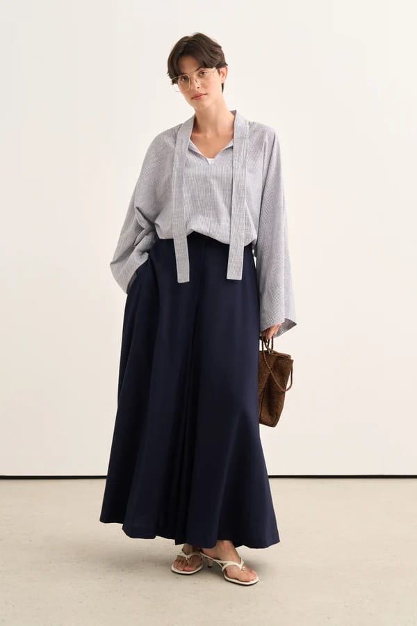 Navy Flared Trousers Skirt