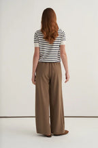 Navy striped viscose knitwear t-shirt cardigan set