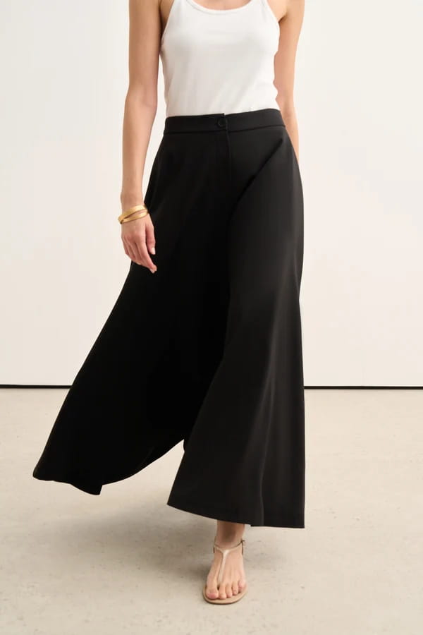 Black Flared Trousers Skirt