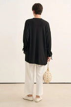 Black Tie Sleeve Sweatshirt