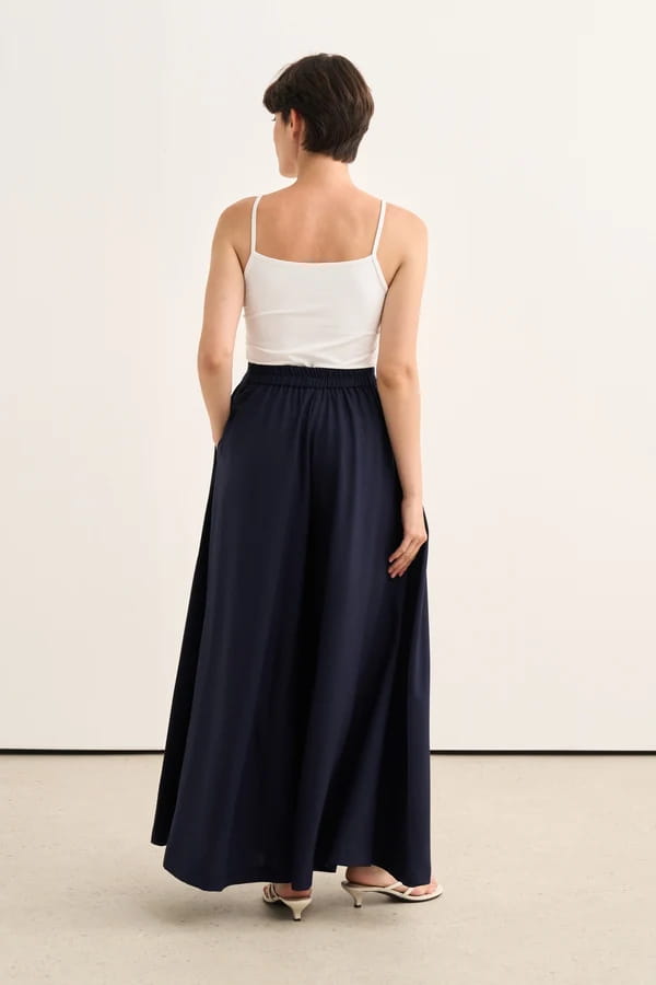 Navy Flared Trousers Skirt