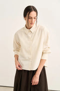 Beige Striped Poplin Shirt