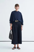 Navy Tie Sleeve Sweatshirt