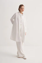 Ecru Poplin Long Shirt