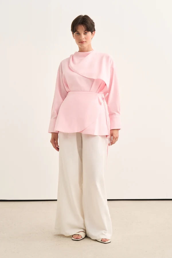 Pink Organic Cotton Belted Blouse