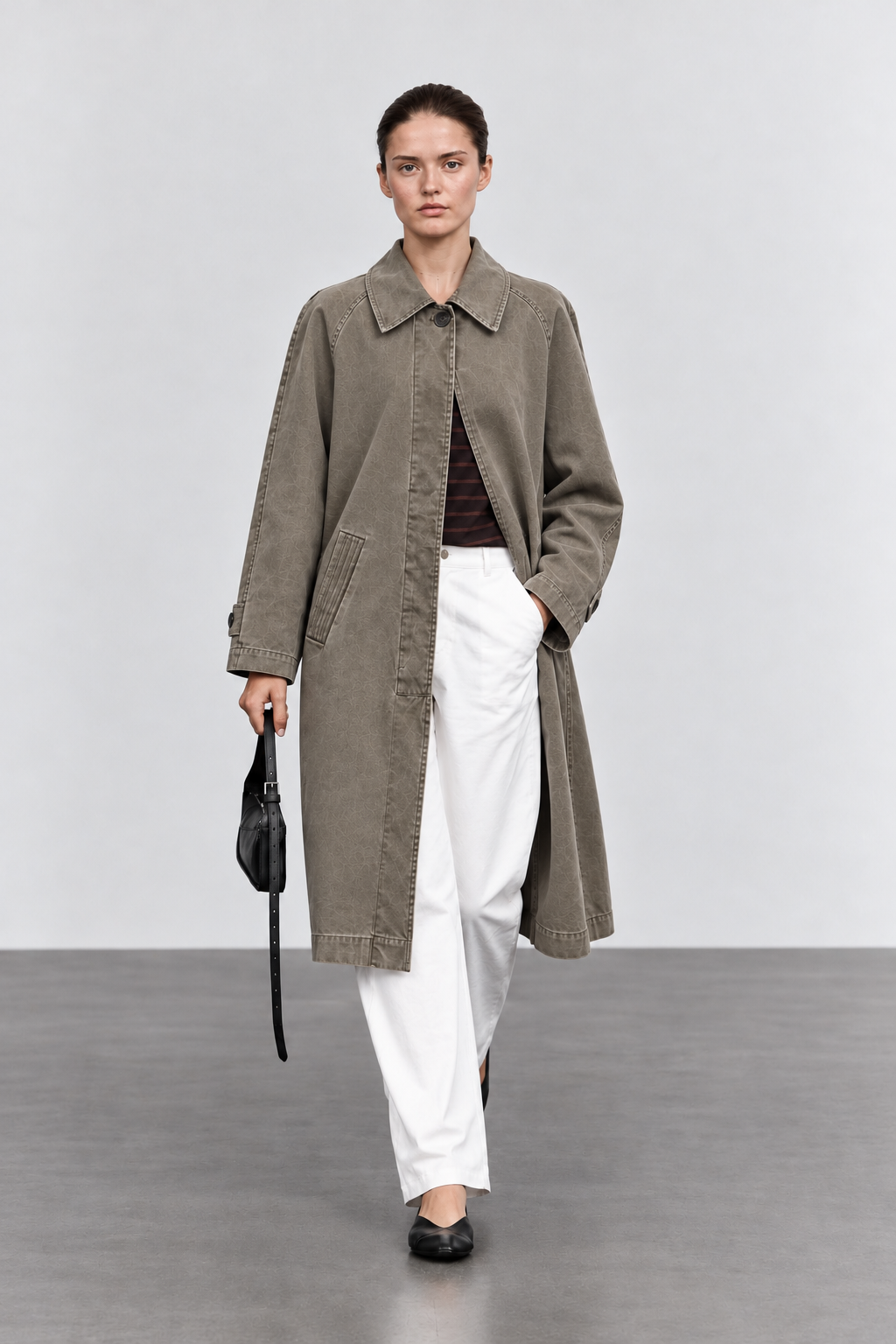 Khaki Washed Oversize Trench