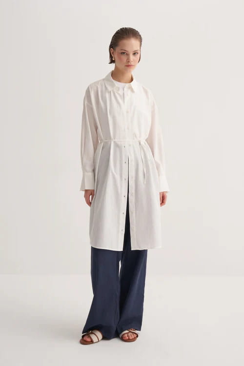Ecru Organic Cotton Long Shirt