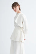 Ecru Organic Cotton Belted Blouse