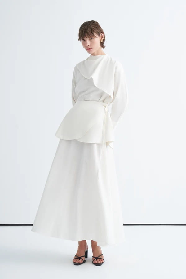 Ecru Organic Cotton Belted Blouse