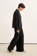 Black Pleated Detail Trousers