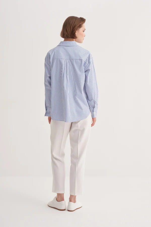 Ecru Striped Poplin Shirt