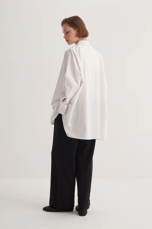 Ecru poplin oversized yoke shirt
