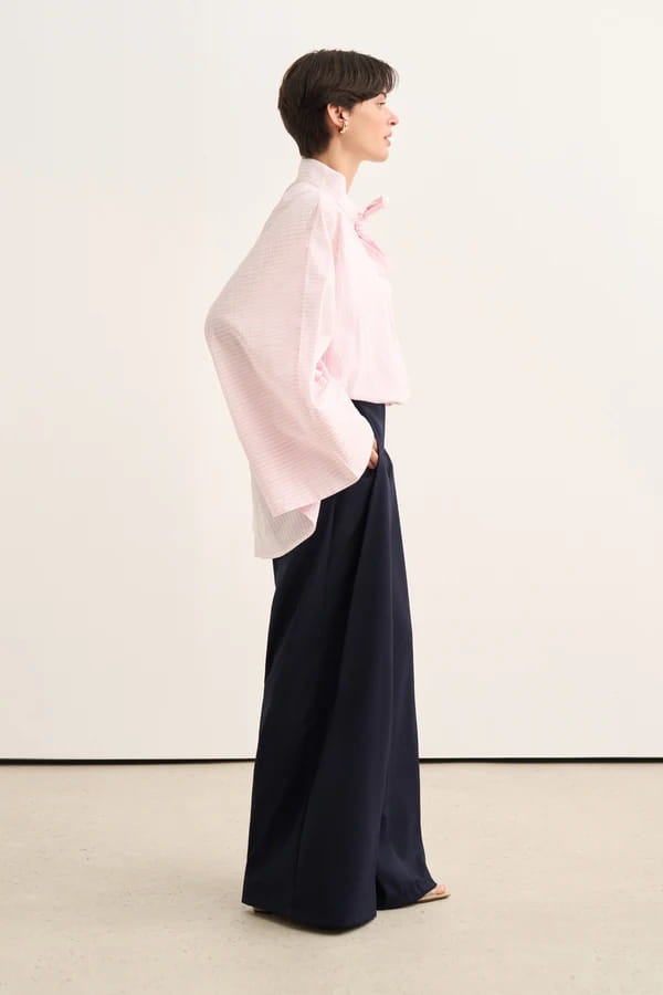 Pink Striped Cape Blouse