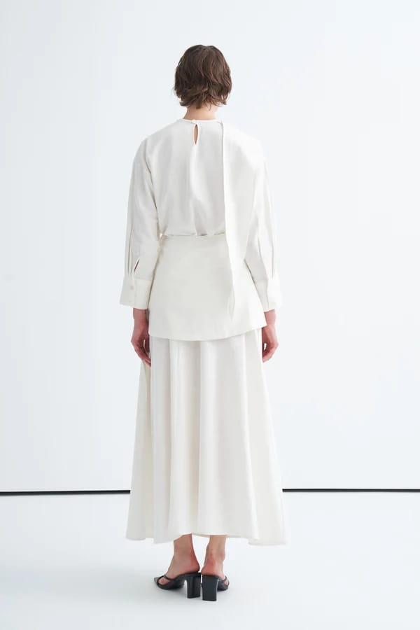 Ecru Organic Cotton Belted Blouse