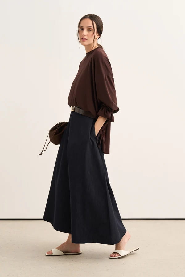 Chocolate Brown Tie Sleeve Sweatshirt