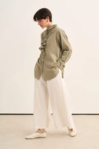 Light Khaki Ruffle Shirt
