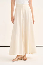 Ecru Flared Trousers Skirt
