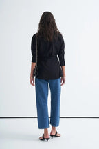 Black Organic Cotton Belted Blouse