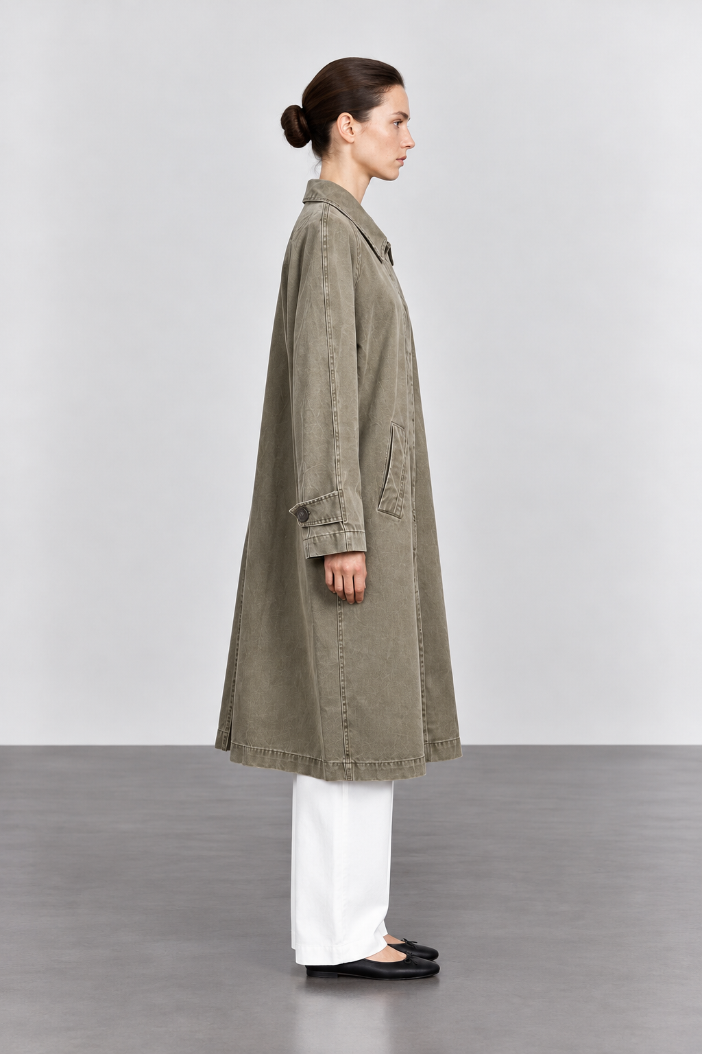 Khaki Washed Oversize Trench