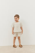 Linen suit with shorts beige