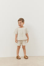Linen suit with shorts beige