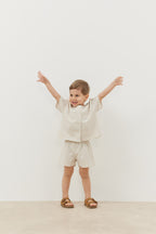 Linen suit with shorts beige
