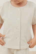 Linen suit with shorts beige