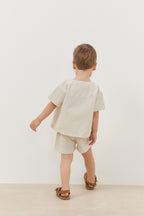 Linen suit with shorts beige