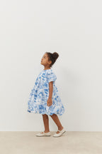 Patterned balloon dress blue